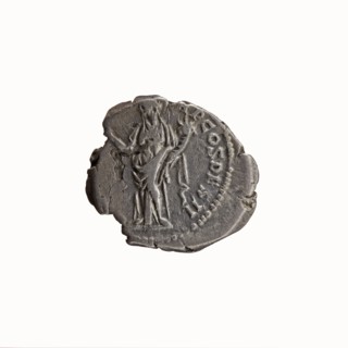 Denarius, Antoninus Pius 86–161; Roman emperor 138–161. Obverse: Head of Antoninus Pius uncovered