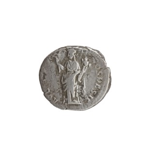 Denarius of Antoninus Pius 86–161; Roman Emperor 138–161. Obverse: Head of Antoninus Pius uncovered