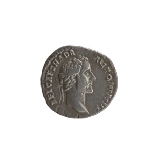 Denarius, Antoninus Pius 86–161; Roman emperor 138–161. Obverse: head of Antoninus Pius in a laurel