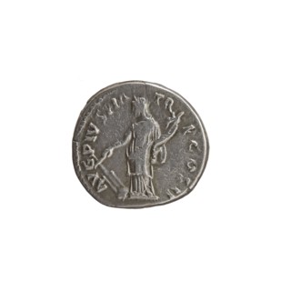 Denarius, Antoninus Pius 86–161; Roman emperor 138–161. Obverse: head of Antoninus Pius in a laurel