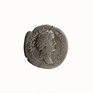 Denarius, Antoninus Pius 86–161; Roman emperor 138–161. Obverse: Head of Antoninus Pius uncovered