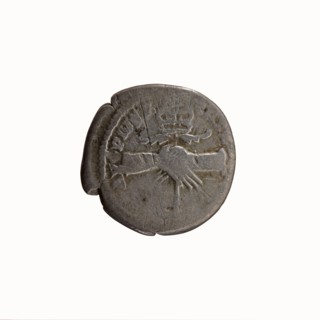 Denarius, Antoninus Pius 86–161; Roman emperor 138–161. Obverse: Head of Antoninus Pius uncovered