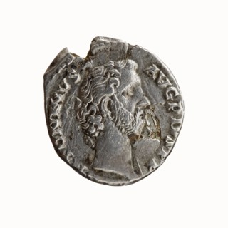 Denarius of Antoninus Pius 86–161; Roman emperor 138–161. Obverse: Head of Antoninus Pius bare,