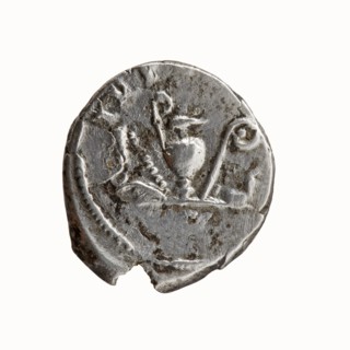 Denarius, Antoninus Pius 86–161; Roman emperor 138–161. Obverse: Head of Antoninus Pius bare,