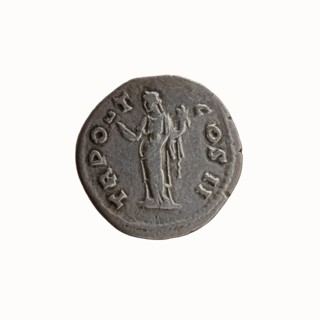 Denarius of Antoninus Pius 86–161; Roman Emperor 138–161, 139 CE. Obverse: head of Antoninus Pius