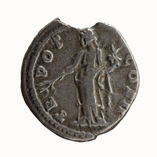 Denarius, Antoninus Pius 86–161; Roman emperor 138–161. Obverse: Head of Antoninus Pius uncovered