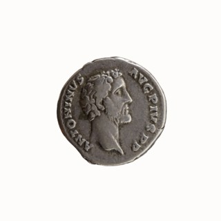 Denarius of Antoninus Pius 86–161; Roman Emperor 138–161. Obverse: Head of Antoninus Pius