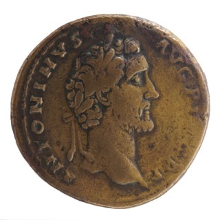 Sestertius, Antoninus Pius 86–161; Roman emperor 138–161. Issuer: Antoninus Pius. Obverse: head of