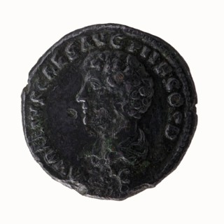 Head of Antoninus Pius with laurel wreath to the right, legend ANTONINVS - AVG PIVS PP around;