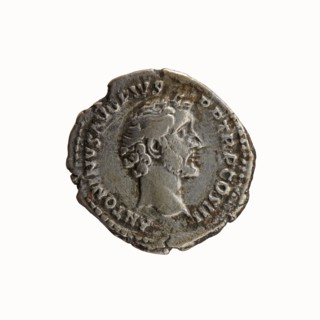 Denarius, Antoninus Pius 86–161; Roman emperor 138–161 issuer; Marcus Aurelius 121–180; Roman