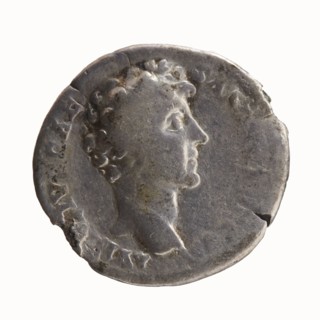 Denarius; obverse: head of Antoninus Pius with laurel wreath facing right, inscription ANTONINVS