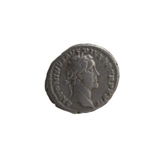 Denarius, Antoninus Pius 86–161; Roman emperor 138–161. Obverse: Head of Antoninus Pius with a