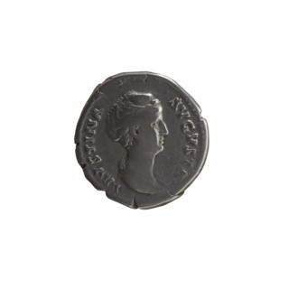 Denarius, Antoninus Pius 86–161; Roman emperor 138–161 and Faustina the Elder 98–141; Roman empress