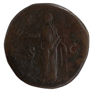 Sestertius, posthumous issue for Faustina the Elder 98–141; Roman empress 138–141, issued under