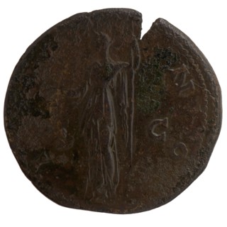 Sestertius, posthumous issue for Faustina the Elder 98–141; Roman empress 138–141, issued under