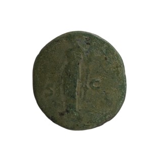As/dupondius; bust of Faustina the Elder 98–141 CE; Roman empress 138–141 in drapery facing right,
