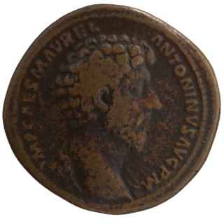 sestertius forgery, Marcus Aurelius 121–180; Roman emperor 161–180 issuer, Lucius Verus 130–169 -