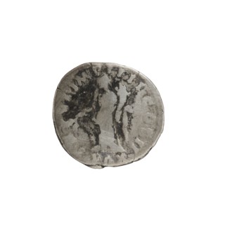 Denarius of Lucius Verus 130–169; Roman emperor 161–169. Obverse: Head of Lucius Verus in a laurel
