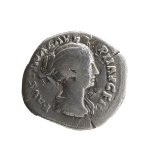 Denarius subaerate of Faustina the Younger ca. 130–176; Roman empress 161–176; Augusta 147–161.