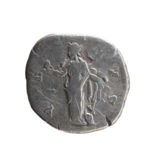 Denarius subaerate, Faustina the Younger ca. 130–176; Roman empress 161–176; Augusta 147–161.