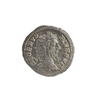 Denarius; obverse: head of Septimius Severus in a laurel wreath facing right, legend SEVERVS PIVS