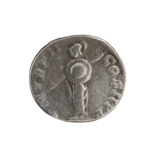 Denarius of Septimius Severus 146–211; Roman emperor 193–211. Obverse: Head of Septimius Severus in