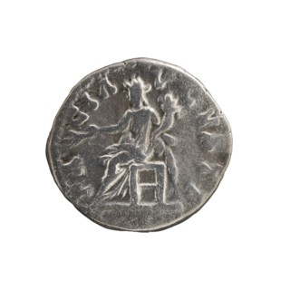 Denarius of Septimius Severus 146–211; Roman Emperor 193–211. Obverse: Head of Septimius Severus in