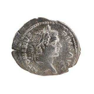 Denarius of Caracalla reign 198–217 CE. Obverse: laureate head of Caracalla facing right with