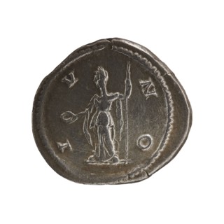 denarius, Julia Maesa ca. 160–224; Augusta 218–224, Juno myth., 218–222, coin; diameter 19.5–21.0