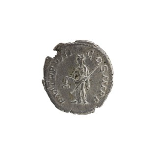 Denarius of Alexander Severus 208–235; Roman emperor 222–235. Obverse: bust of Alexander Severus