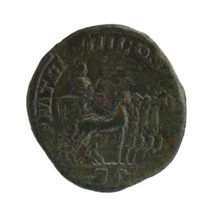 sestertius; quadrigae; emperor on quadriga iconography; Alexander Severus Roman emperor, 222–235 —