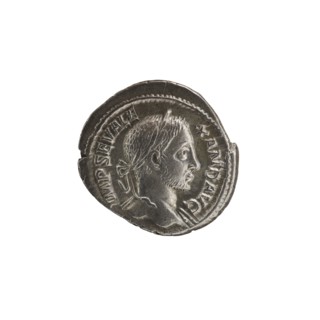 Denarius of Alexander Severus Roman emperor, 222–235. Obverse iconography: standing emperor with