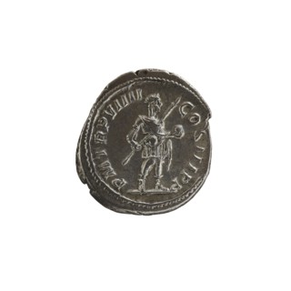 Denarius, Alexander Severus Roman emperor; 222–235 — obverse/depicts standing emperor; iconography