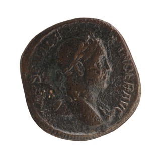 Sestertius coin depicting personifications and Alexander Severus Roman emperor, 222–235; reverse: