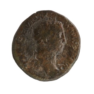 Sestertius coin depicting Roman deities and Victoria; reverse shows Victoria mythology. Obverse: