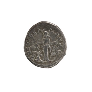 Denarius of Alexander Severus 208–235; Roman emperor 222–235. Obverse: bust of Alexander Severus