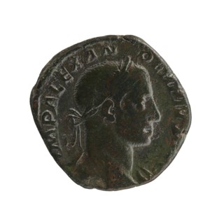 Sestertius of Severus Alexander Roman emperor, reign 222–235. Obverse: issuer/severus alexander