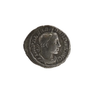 Denarius of Alexander Severus reigned 222–235. Obverse: portrait of Alexander Severus Roman