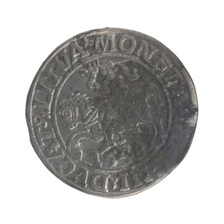 Lithuanian half-grosz, Sigismund II Augustus King of Poland; 1544–1572. Obverse: Polish eagle; in