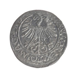 Lithuanian half-grosz, Sigismund II Augustus King of Poland; 1544–1572; obverse: Polish Eagle, in