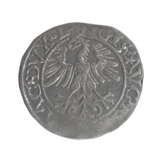 Lithuanian half-grosz, Sigismund II Augustus King of Poland; 1544–1572. Obverse: Polish Eagle; in