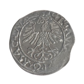 Lithuanian half-grosz, Sigismund II Augustus King of Poland; 1544–1572. Obverse: Polish eagle; in