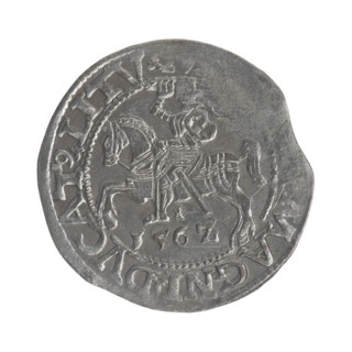 Lithuanian half-grosz, Sigismund II Augustus King of Poland; 1544–1572; coats of arms, Jagiellons
