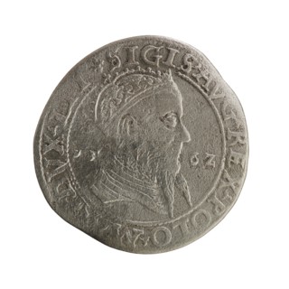 Lithuanian trojak, Sigismund II Augustus King of Poland; 1544–1572, coats of arms, Jagiellons