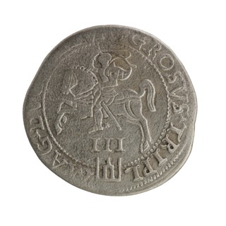 Lithuanian trojak, Sigismund II Augustus King of Poland; 1544–1572, coats of arms, Jagiellons