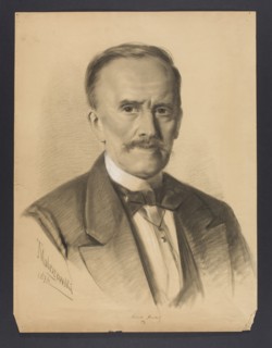 Portrait of Ludwik Jenike; drawing, 1876; height 62.5 cm, width 47.5 cm. Depicts Ludwik Jenike