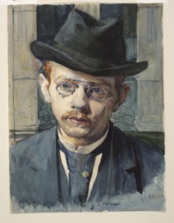 Self-portrait by Józef Mehoffer 1869–1946; watercolor drawing, 1892; height 28.9 cm, width 21.7 cm.