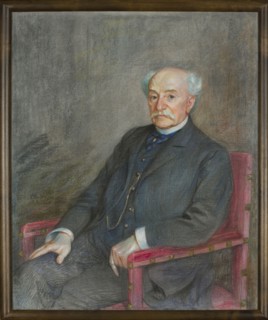 Portrait of Mathias Bersohn, painted by Mathias Bersohn 1824–1908. Pastel on paper, 1909. Depicts a
