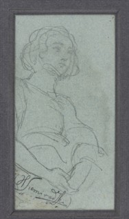 Sketch of a female figure by Henryk Siemiradzki 1843–1902. Pen and ink drawing, before 1902; female