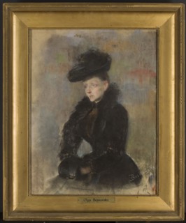 Portrait of a woman in a black hat; verso: sketch of a girl's portrait. Olga Boznanska 1865–1940,